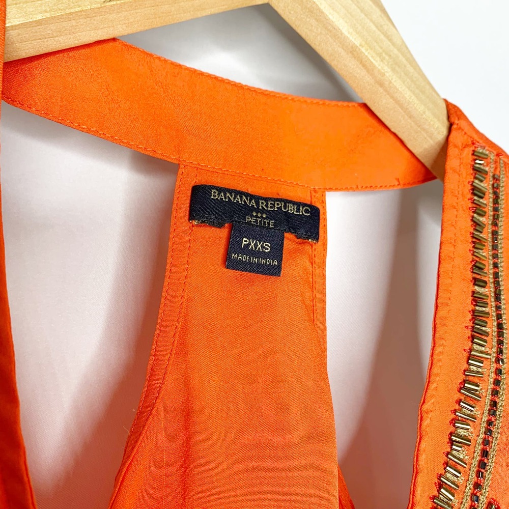SALE | BANANA REPUBLIC | Orange Beaded Halter Tank -PXXS - Picture 3 of 5